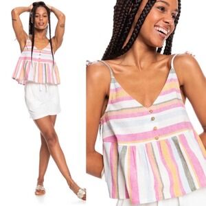 Roxy Pink and Yellow Boxy Camisole